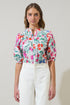 Kivia Blossom Smocked Mock Neck Top
